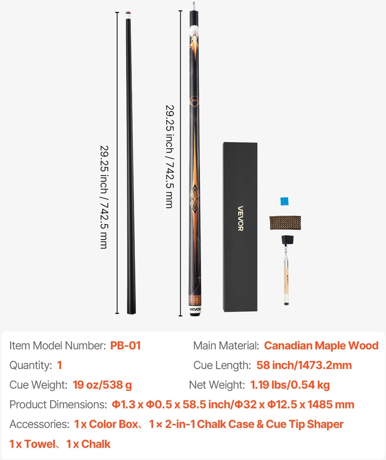 Biliardo lazda iš Kanados klevo medienos, 1473 mm, 538 g
