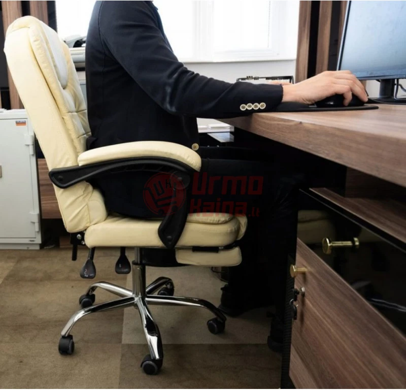Biuro kėdė su atrama kojoms MLT01 kreminė