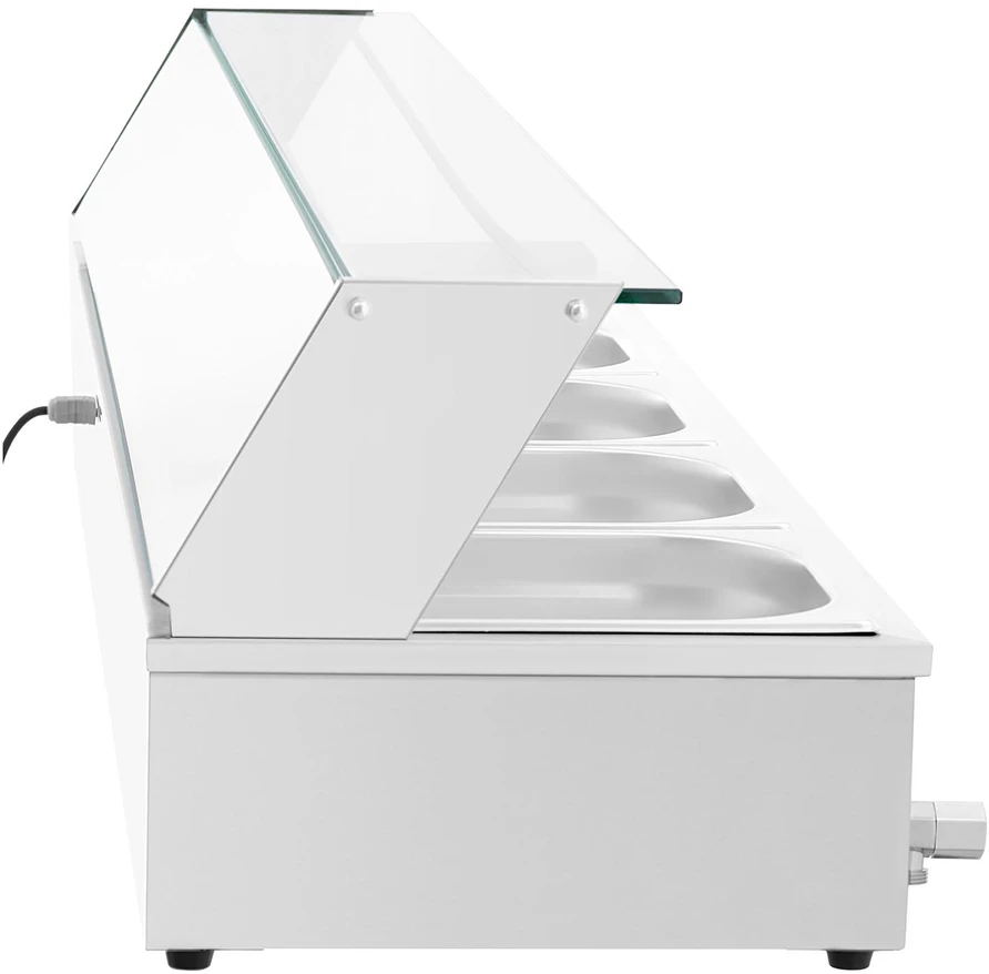 Bufeto šildytuvas su stikline apsauga 5 x GN 1/2 2000 W. sidabro spalva