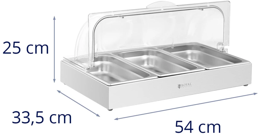 Bufeto vitrina su rolltop dangčiu 3x GN 1/3 3x26L