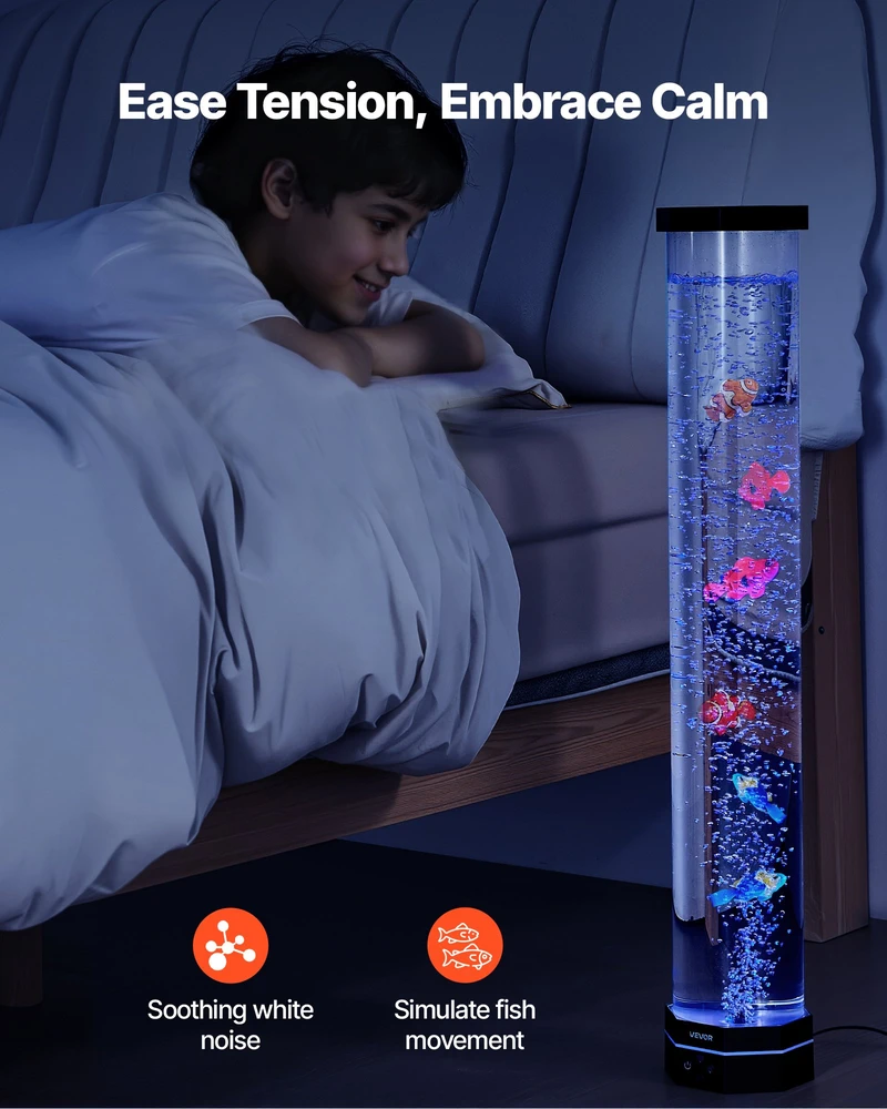 Burbulų lempa su nuotoliniu valdymu. 16 spalvų LED. 80 cm