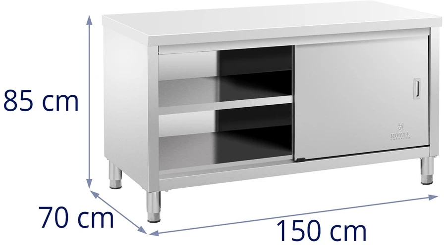 Centrinis darbo stalas su spinta 150 x 70 x 85 cm nerūdijantis plienas