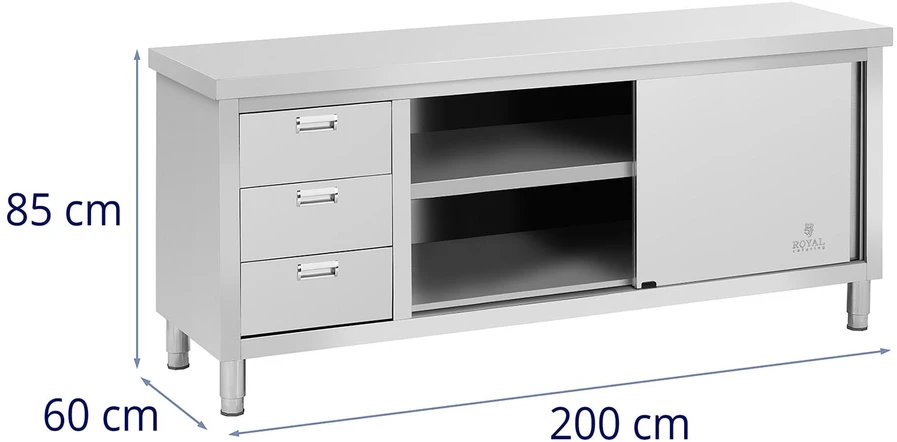 Centrinis darbo stalas su spinta ir 3 stalčiais 200 x 60 x 85 cm