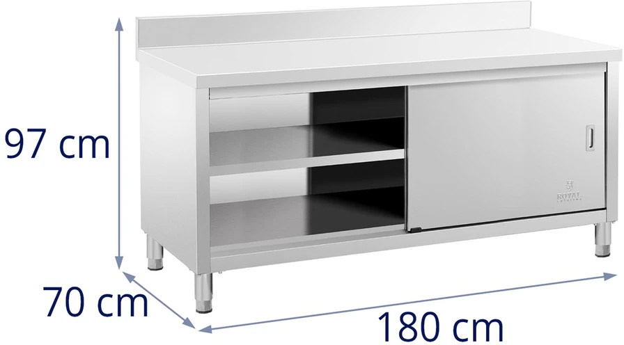 Darbo stalas su spinta ir slankiojančiomis durimis 180 x 70 x 97 cm