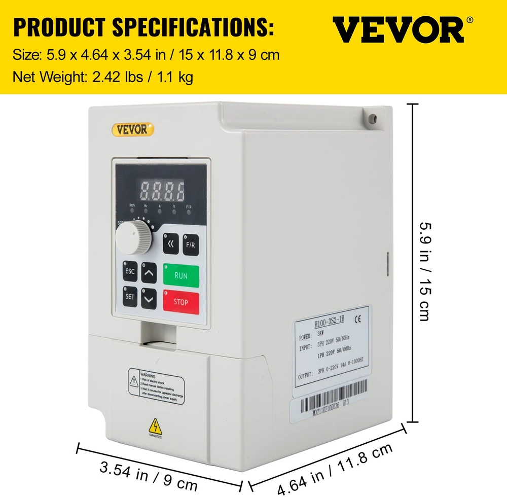 Dažnio keitiklis (VFD) 220 V. 3 kW. vyniojimo. maišymo. ekstruzijos mašinoms