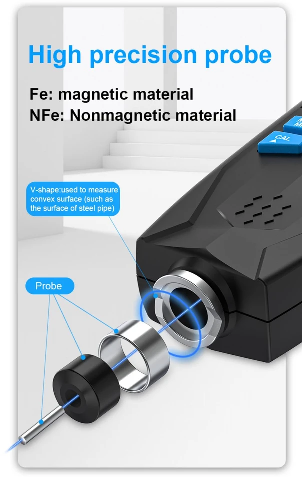 Dažų storio matuoklis BERIMAX F9A-8LTRQ 0 ~ 1500 µm