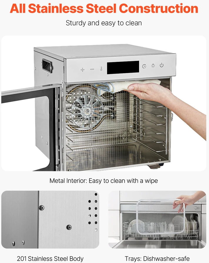 Dėklas Maisto džiovintuvas su 8 padėklais. nerūdijantis plienas. 400 W