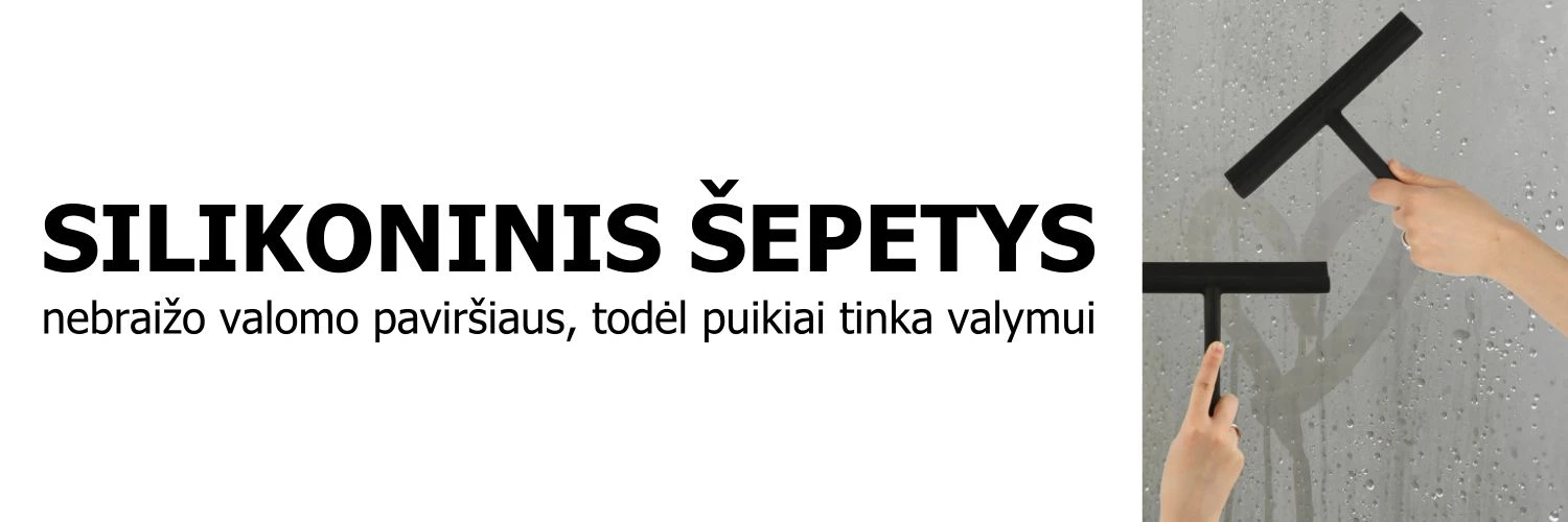 Dušo kabinos stiklo valytuvas BERIMAX 9VK-8WN silikoninis ir laikiklis aprašymas - Prekės nuotrauka