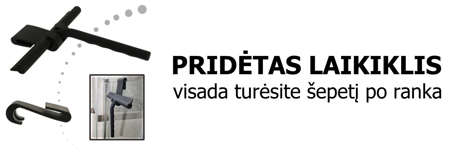 Dušo kabinos stiklo valytuvas BERIMAX 9VK-8WN silikoninis ir laikiklis aprašymas - Prekės nuotrauka