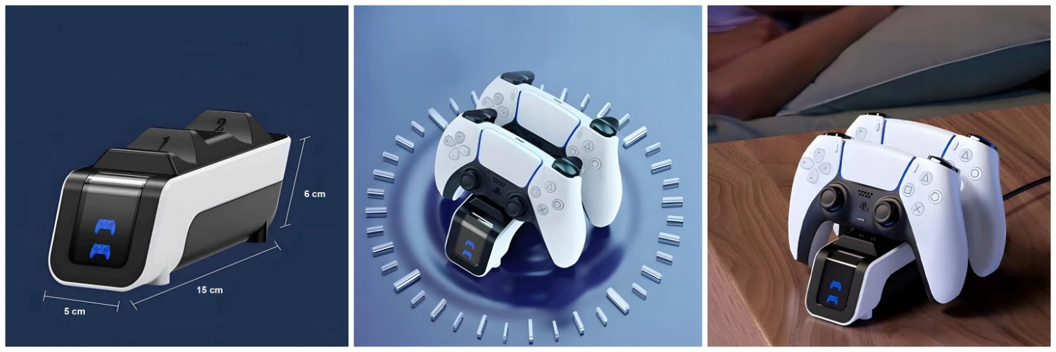 Įkrovimo stotelė PS5 pultams DualCharge DC BERIMAX dviguba aprašymas - Prekės nuotrauka