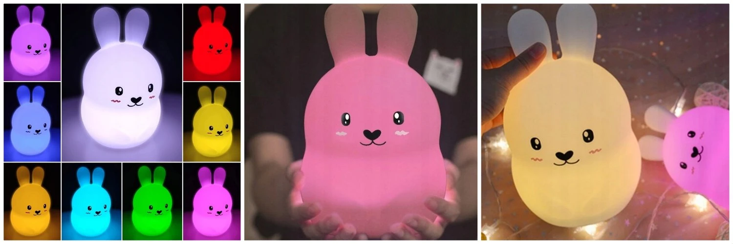 LED silikoninė lempa kiškutis BERIMAX P9R-1CHFD RGB aprašymas - Prekės nuotrauka