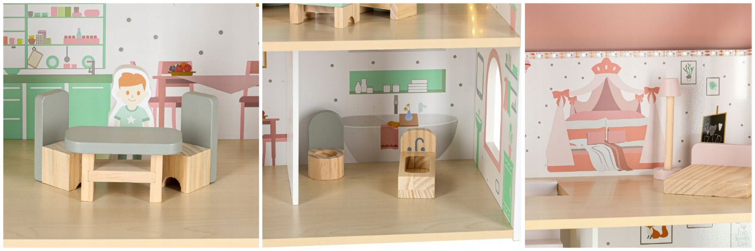 Lėlių namelis DollHouse DH7 BERIMAX medinis 70 cm aprašymas - Prekės nuotrauka