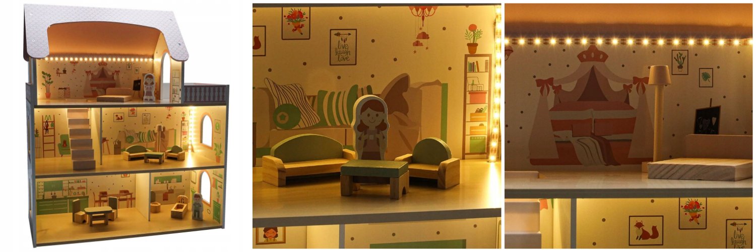 Lėlių namelis DollHouse DH7 BERIMAX medinis 70 cm aprašymas - Prekės nuotrauka