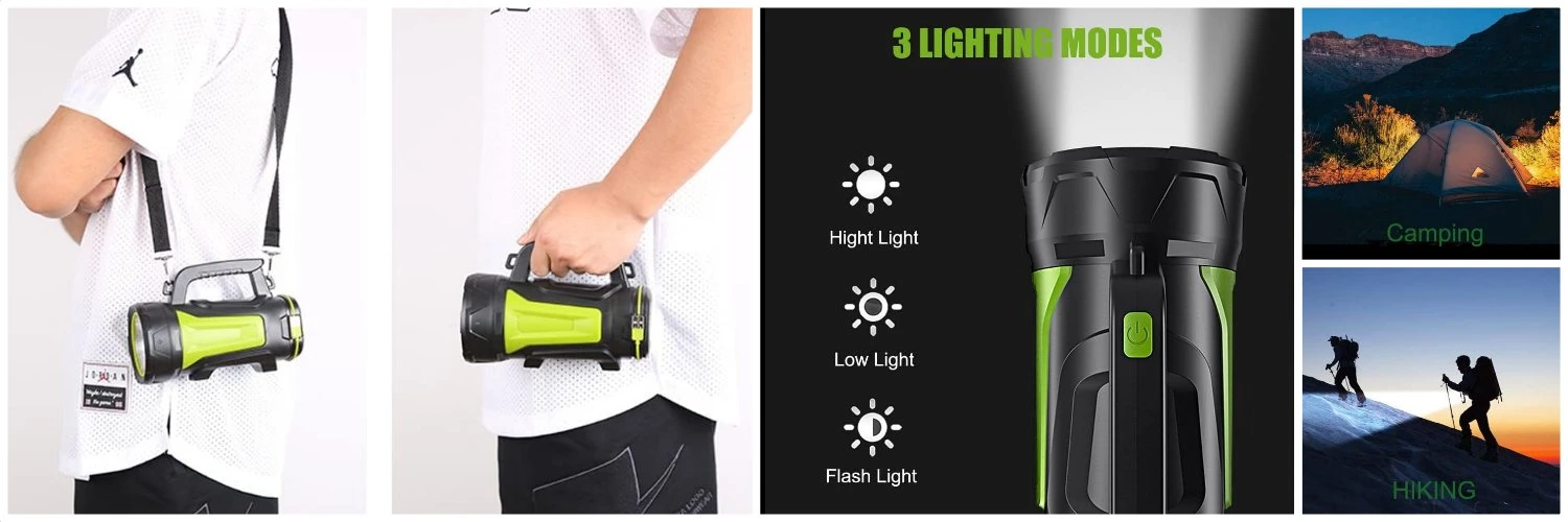 Rankinis turistinis prožektorius BERIMAX 7WL-9HV 3 režimai, powerbank, įkraunamas aprašymas - Prekės nuotrauka