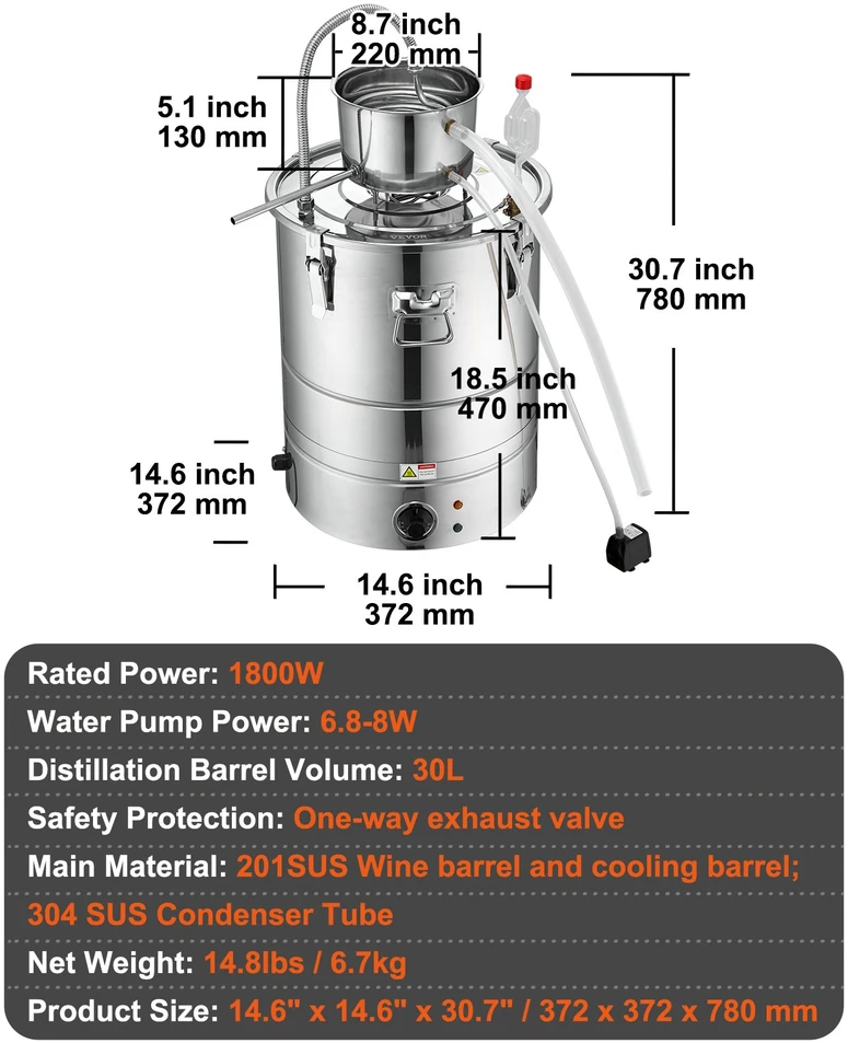 Distiliavimo aparatas 1800 W talpa 30 l