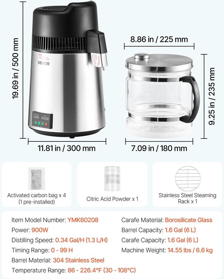 Distiliavimo aparatas 900 W talpa 6 l