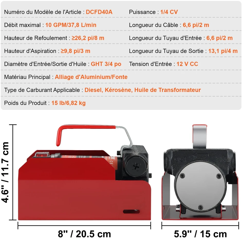 Dulkių siurblys Dyzelino perpylimo siurblys 12V. našumas 37.8 L/min. nešiojamas. dirbtuvėms