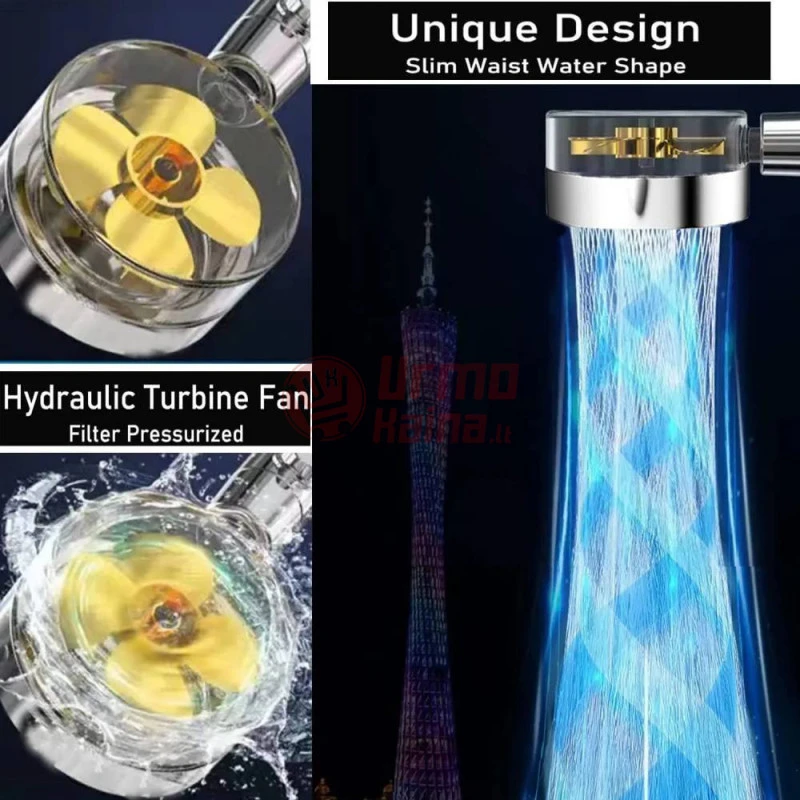 Dušo galvutė Turbo su filtru ir reguliuojama vandens srove IG4