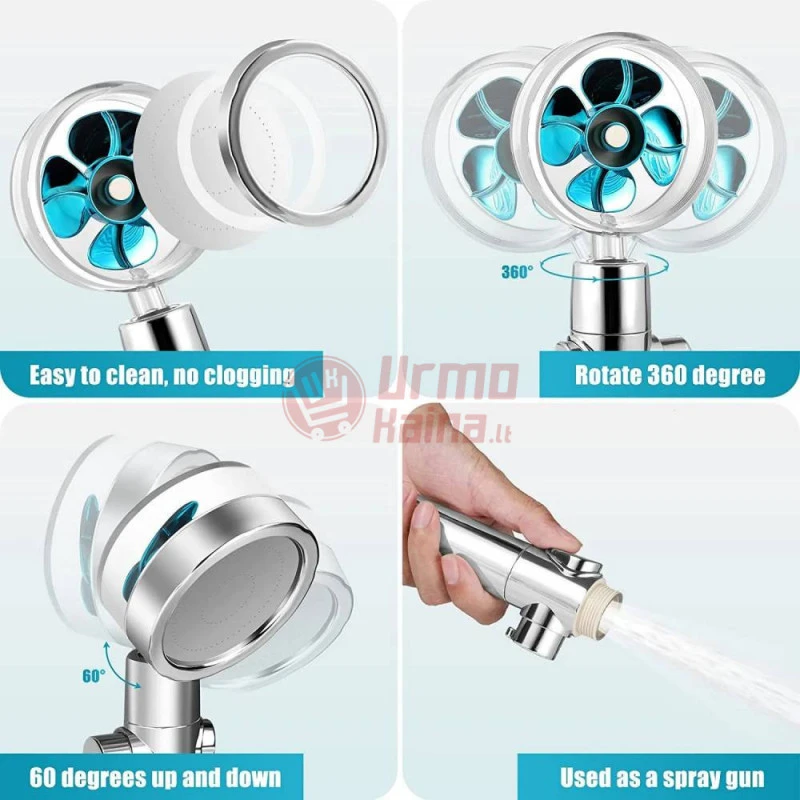 Dušo galvutė Turbo su filtru ir reguliuojama vandens srove IG4