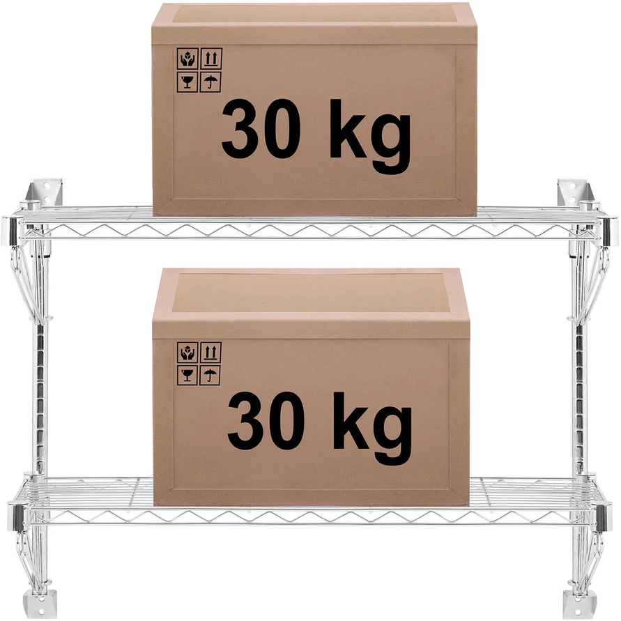 Dviejų lygių sieninė lentyna iš plieno iki 60 kg