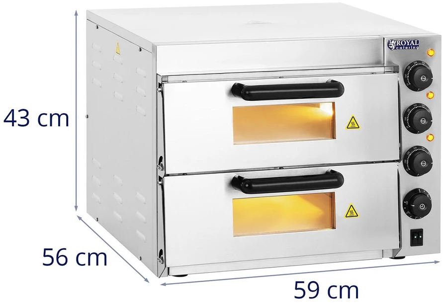 Dviguba picos krosnis 2 x 40 cm 3000W 230V nerūdijantis plienas