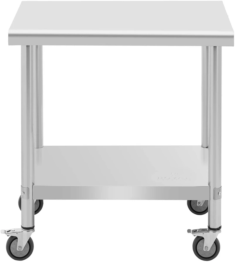 Dvipakopis nerūdijančio plieno stalas su ratukais 60 x 80 cm iki 135 kg