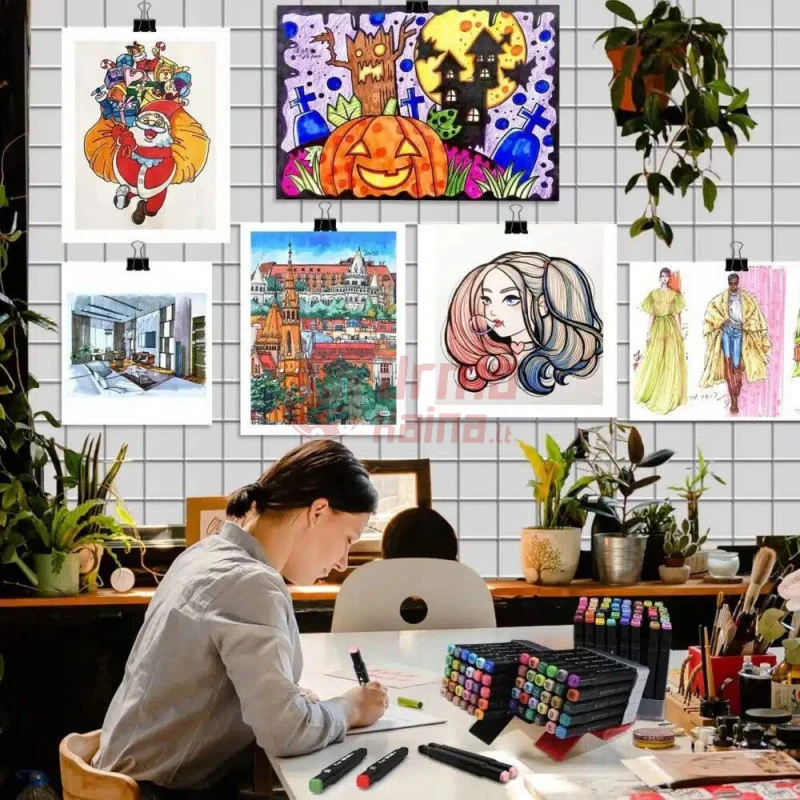 Dvipusiai SKETCH markeriai flomasteriai su dėklu 80 vnt