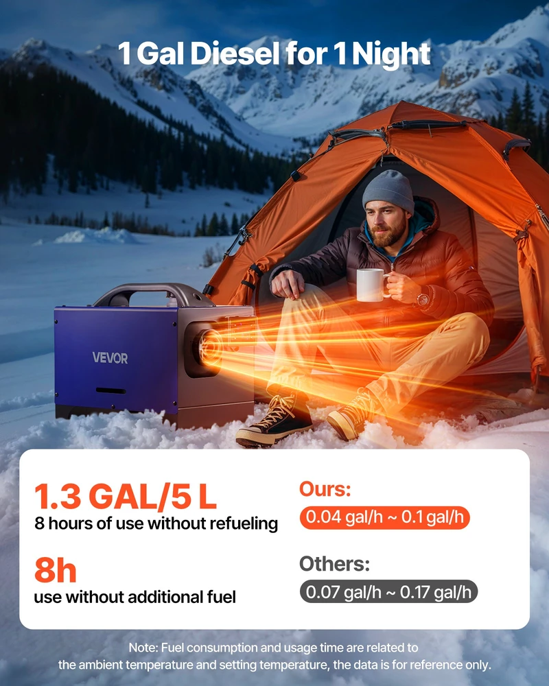 Dyzelinis oro šildytuvas 12-24V 5-8kW su pulteliu ir LCD ekranu 5 l bako talpa