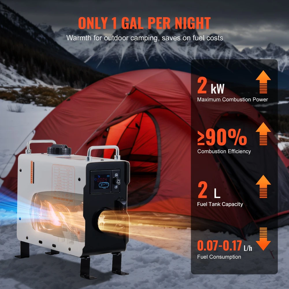 Dyzelinis oro šildytuvas 2kW 12V/24V su Bluetooth programėle. pulteliu ir CO signalizacija. transporto priemonėms