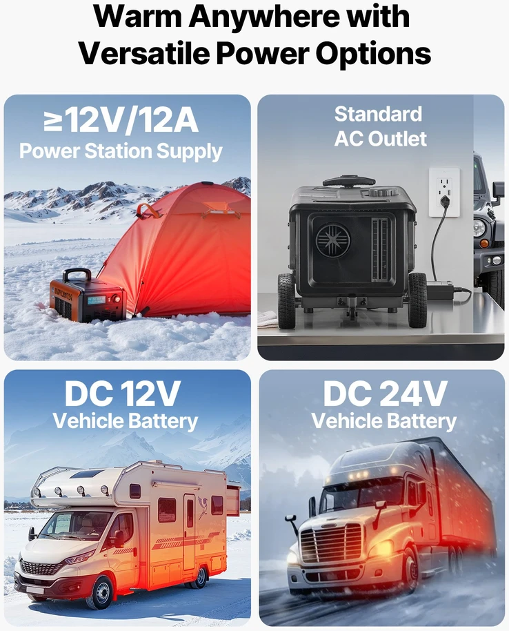 Dyzelinis oro šildytuvas 5-8kW DC12V/24V valdymas per Bluetooth programėlę bakas 5 l