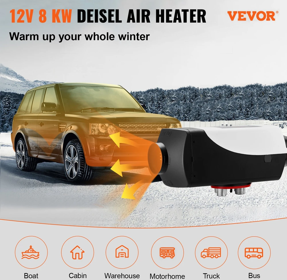 Dyzelinis stovėjimo oro šildytuvas 12V 5-8kW su LCD pulteliu. kemperiams. valtims. sunkvežimiams