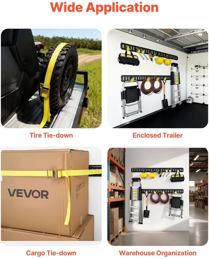 E-track krovinio tvirtinimo bėgelių rinkinys. 6 vnt.. ilgis 1524 mm