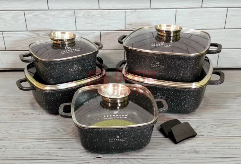 EDENBERG akmens masės 10 dalių puodų rinkinys EB-3986