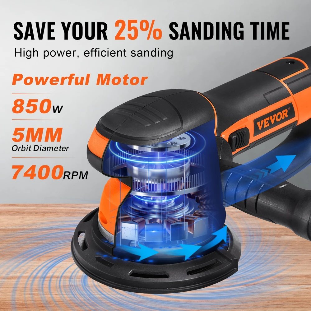 Ekscentrinė šlifavimo mašina 6 greičiai 850W 7400 aps/min