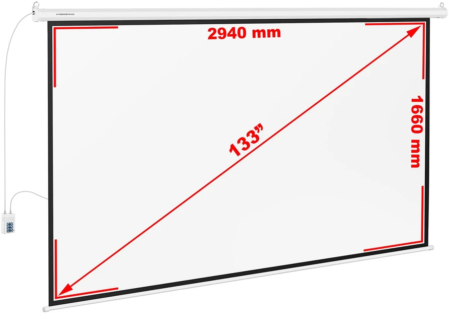 Elektra valdomas projekcinis ekranas133'' 16:9 baltas