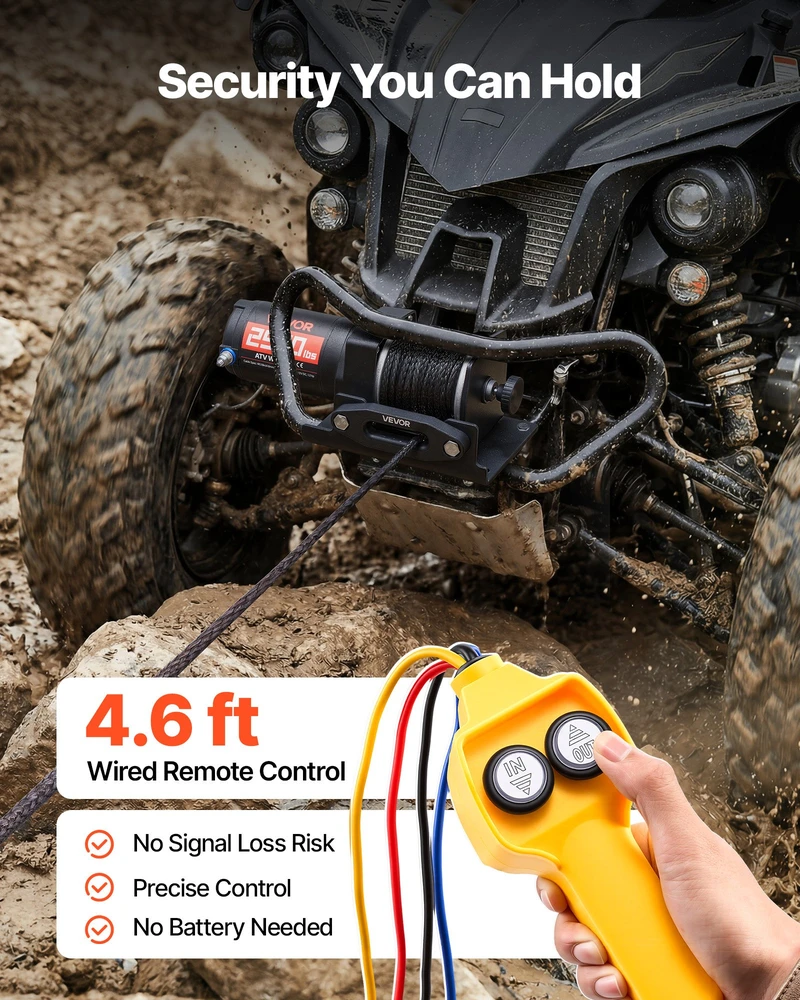 Elektrinė gervė 1134 kg. 12V. ATV/UTV. sintetinis lynas Ø4.8mm x 12m. laidinis pultelis. IP55