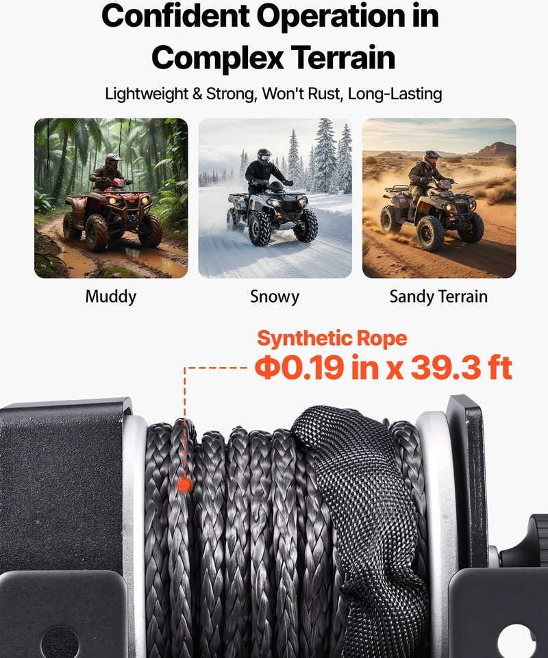 Elektrinė gervė 1134 kg. 12V. ATV/UTV. sintetinis lynas Ø4.8mm x 12m. laidinis pultelis. IP55