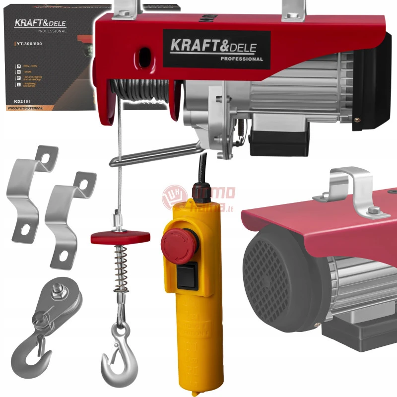 Elektrinė gervė KRAFT&DELE KD2192 500/1000 kg 1350 W