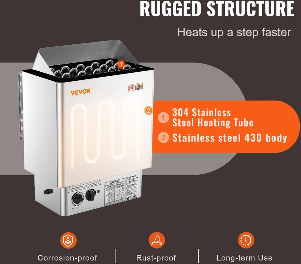 Elektrinė pirties krosnelė 8 kW 400V nešiojama laikmatis 3 val. patalpai 8-12 m³