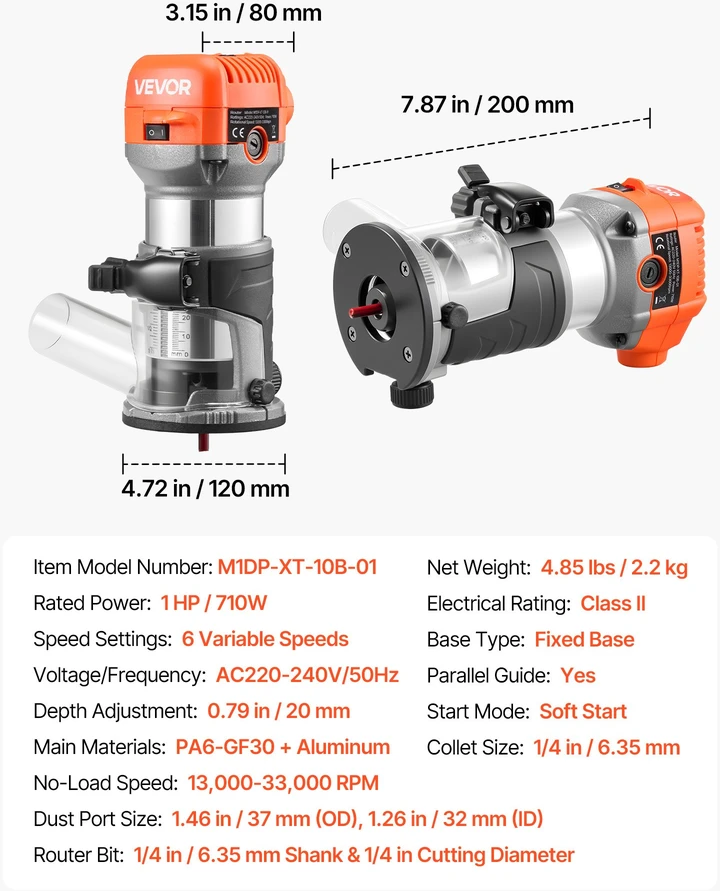Elektrinė rankinė medžio freza (rifilatorė) 710W