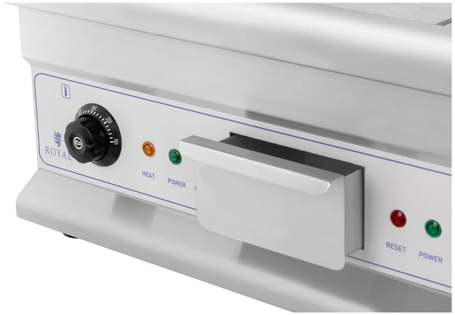 Elektrinė šašlykinė Kepsninė dviguba lygi. grioveliais grioveliais su riebalų stalčiumi 230 V 2x 3200 W