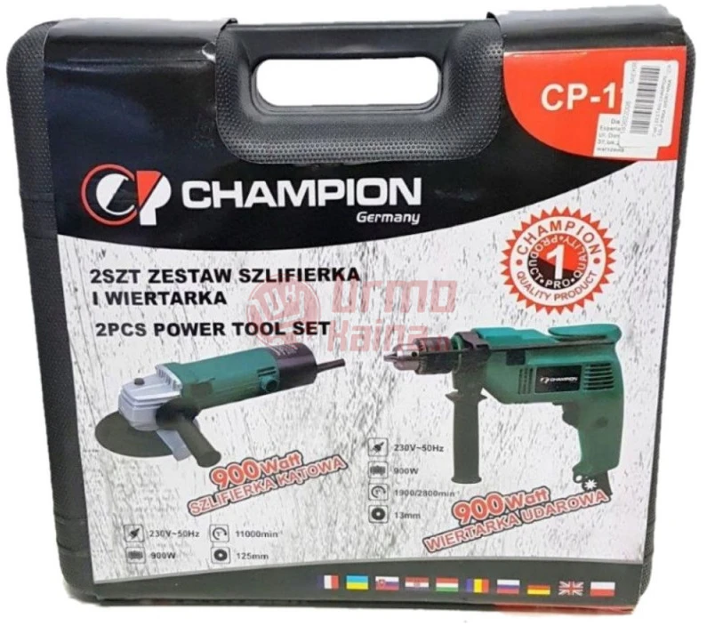 Elektrinio kampinio šlifuoklio ir perforatoriaus rinkinys 900W CHAMPION CP-117