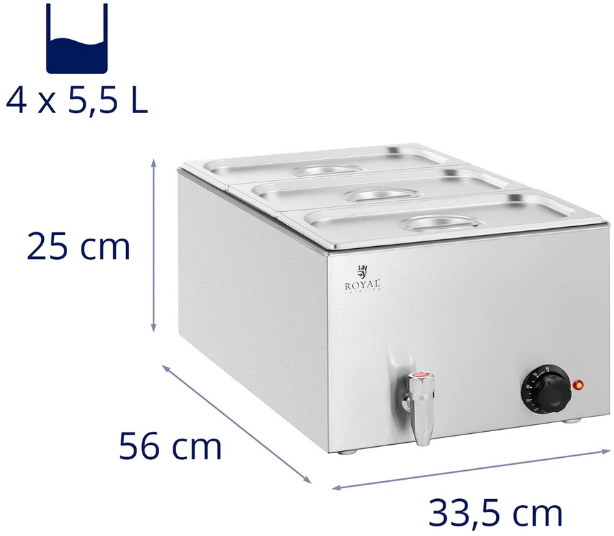 Elektrinis bemaras su kranu 3 x GN 1/3 600 W
