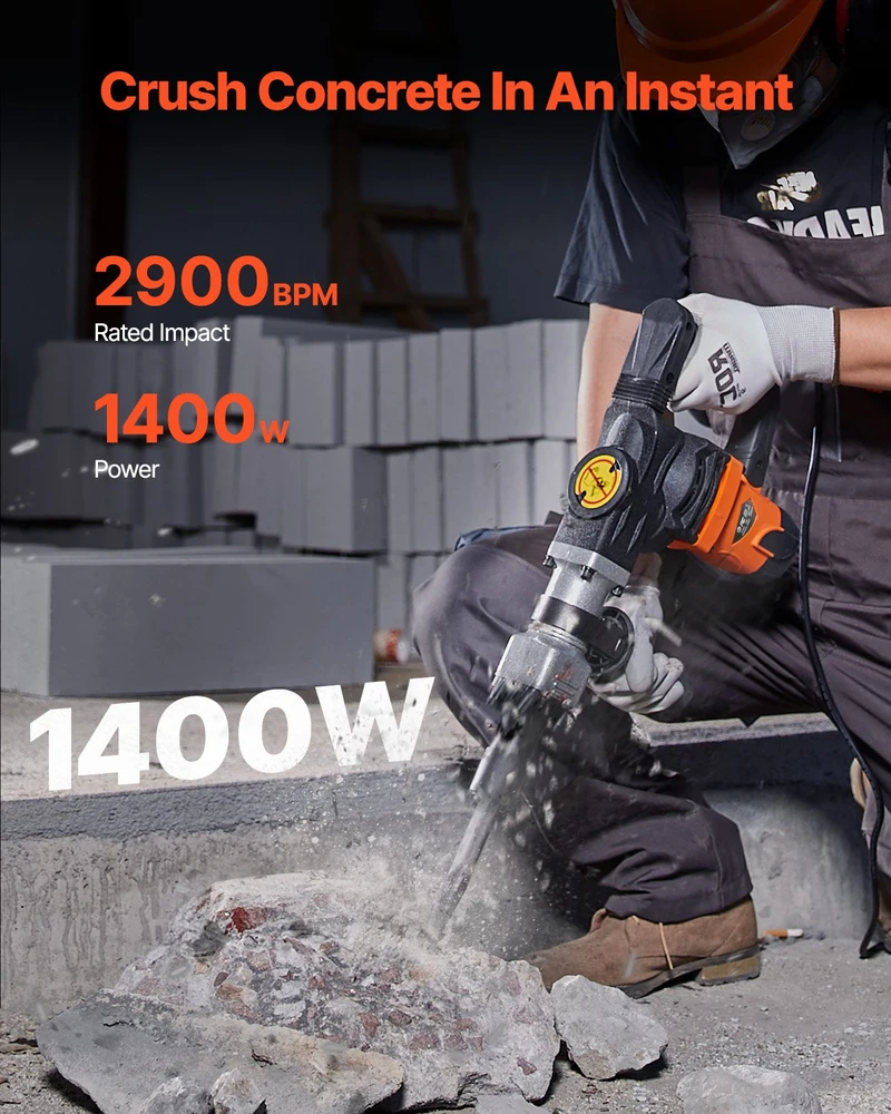 Elektrinis griovimo plaktukas 1400W 2 kaltai 2900 smūgių/min