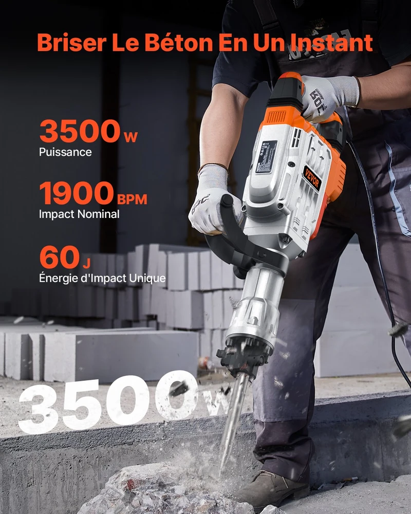 Elektrinis griovimo plaktukas 3500W 2 kaltai 1900 smūgių/min