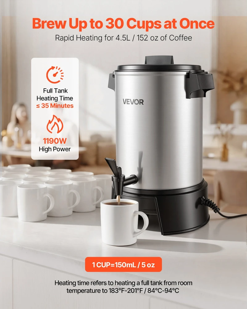 Elektrinis karštų gėrimų / kavos dispenseris. talpa 4.5 l. 1190 W. apsauga nuo lašėjimo
