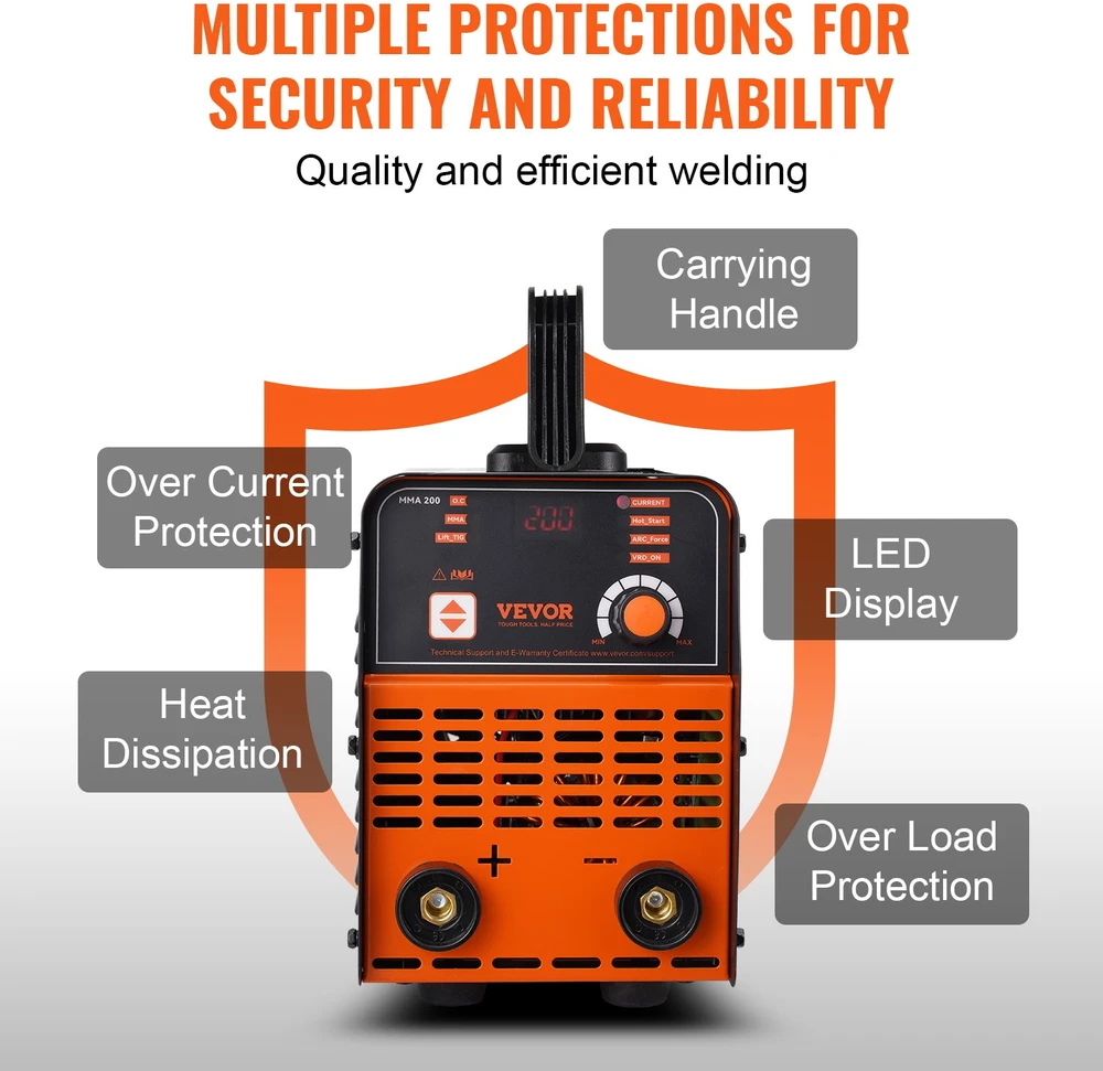 Elektrodo suvirinimo aparatas 220V TIG ARC/Lift 200A LED ekranas