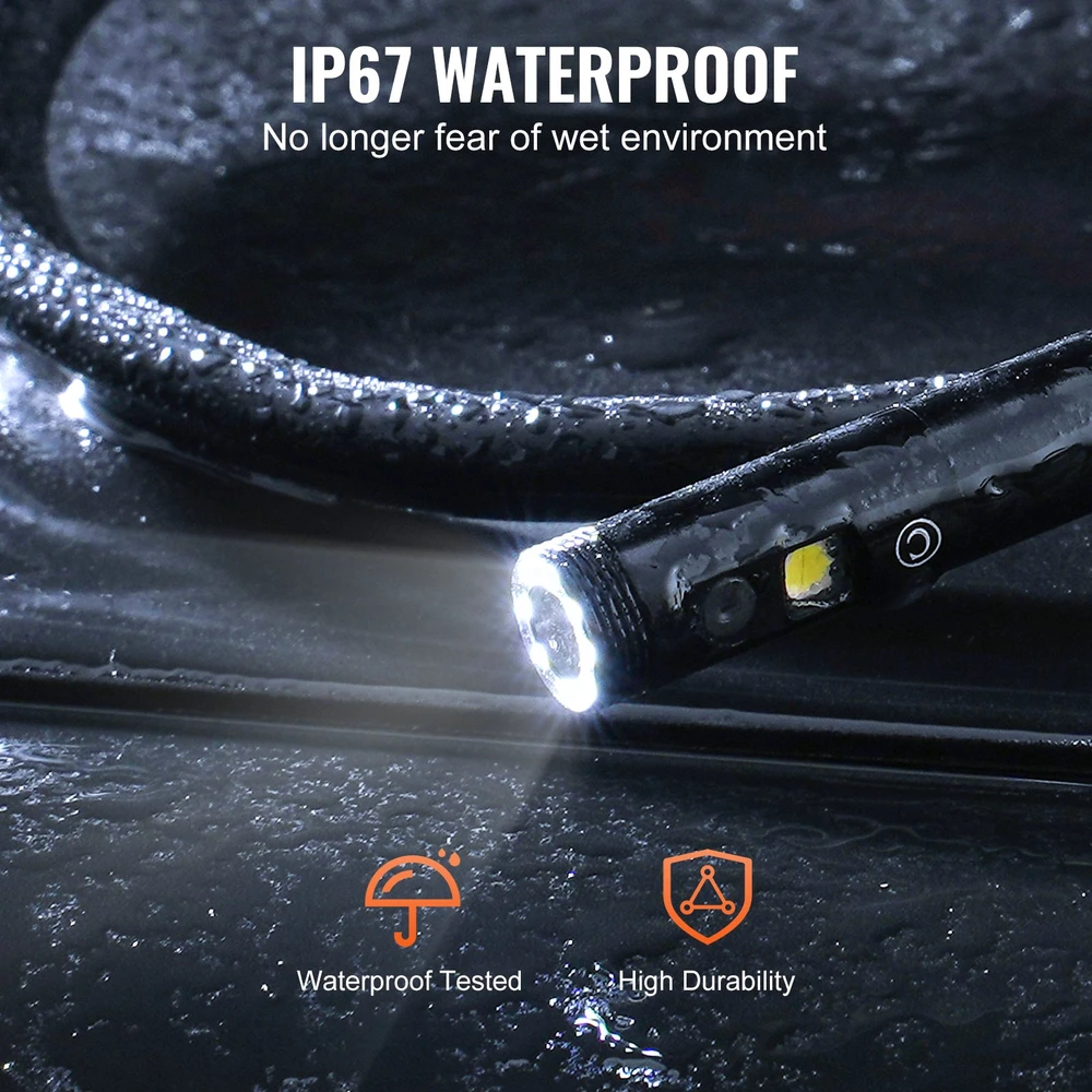 Endoskopo kamera Luce boroskopas a dvigubu lęšiu con kabeliu 5 m Scheda 32 GB ekranu 109 mm 1080P Luci LED Zoom 4X Telecamera a Serpente Impermeabile IP67 Idraulica Telecamera Ispezione