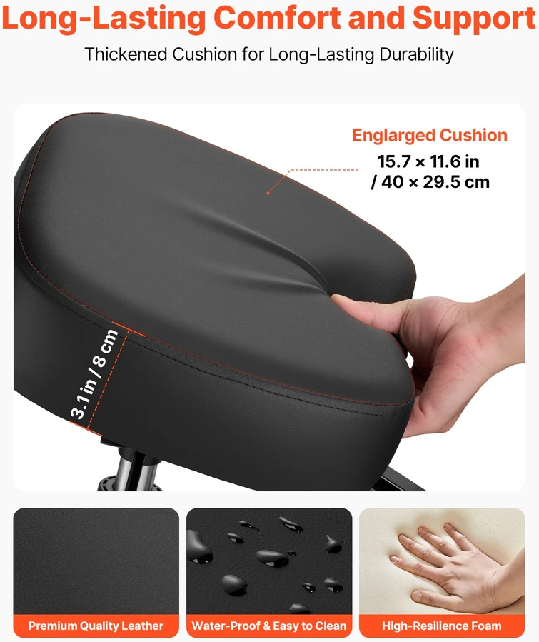 Ergonominė klūpėjimo kėdė su atlošu. reguliuojamas aukštis. laikomoji 120 kg