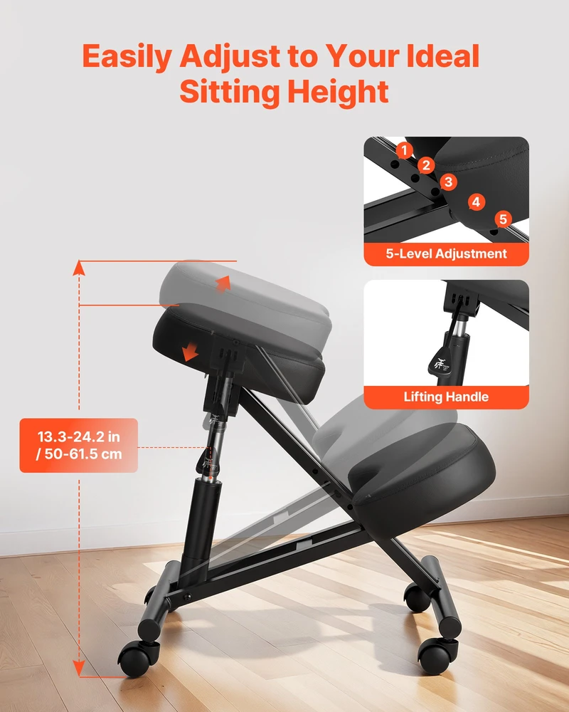 Ergonominė reguliuojama klūpėjimo kėdė nugarai ir kaklui. X formos metalinis rėmas. apkrova iki 120 kg